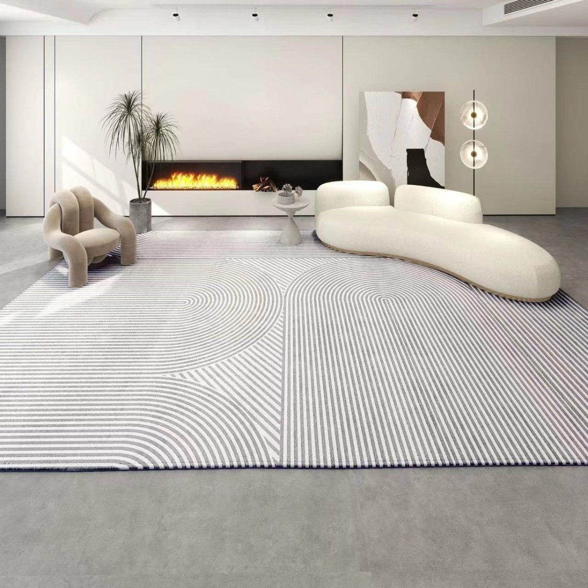 Tappeti Essence Line - Tappeti eleganti rettangolari con righe Beige e blu - Onde - 100cmx160cm