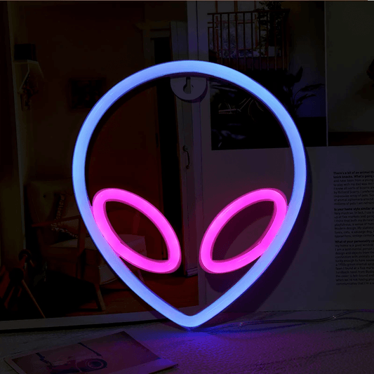 Insegne Neon: Alien - Insegne al neon, con batterie e presa usb. Led a basso consumo. Vari colori disponibili. - Blu -