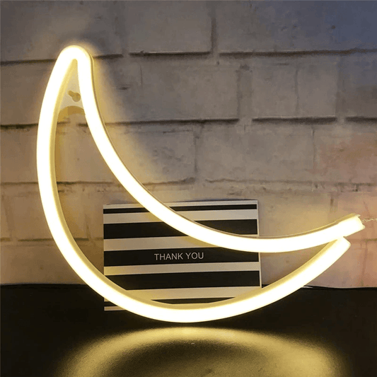 Insegne Neon: Luna - Insegne al neon, con batterie e presa usb. Led a basso consumo. Vari colori disponibili. - Giallo -