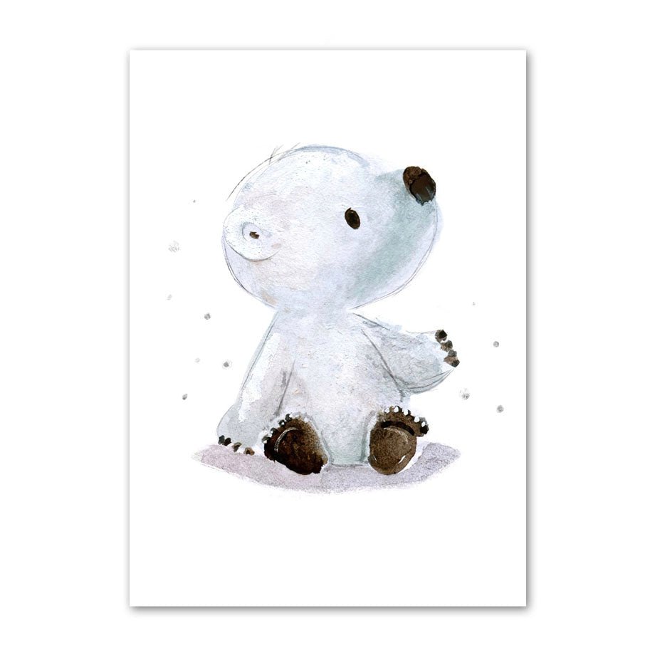 Poster: Cuccioli - Poster per camera dei bambini con piccoli animali pieni di gioia e colori. varie misure disponibili ed animali. - Orso Polare - 15x20cm