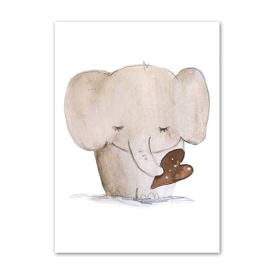 Poster: Cuccioli - Poster per camera dei bambini con piccoli animali pieni di gioia e colori. varie misure disponibili ed animali. - Elefante - 20x25cm