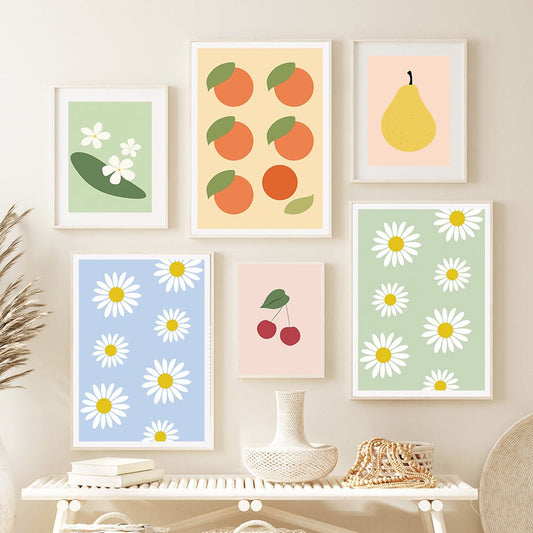 Poster Flowers and Fruit - poster colorati con fiori e frutta. varie misure disponibili. - A - 15x20cm