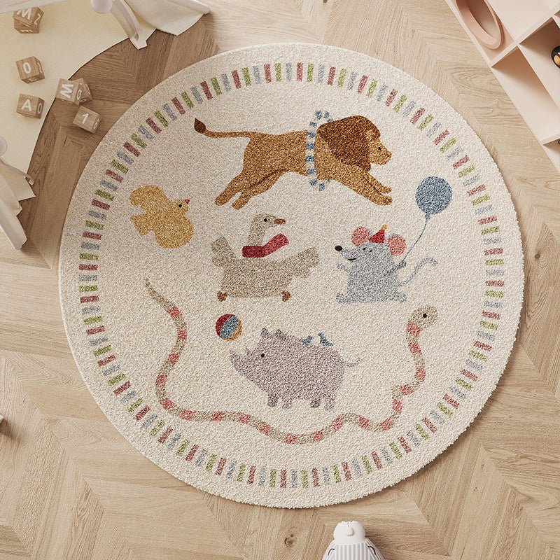 Tappeti Infinite Fantasy - Tappeto per la camera dei bambini, con varie fantasie colorate e teneri animali. Mappa del mondo - Cuccioli al Parco - 100x100cm