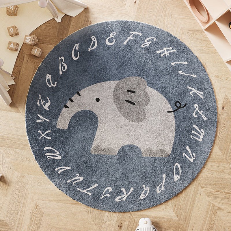 Tappeti Infinite Fantasy - Tappeto per la camera dei bambini, con varie fantasie colorate e teneri animali. Mappa del mondo - Elefante - 100x100cm